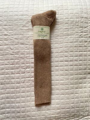 Calza adulto - lana di cammello - colore marrone - lunga (calzettone)