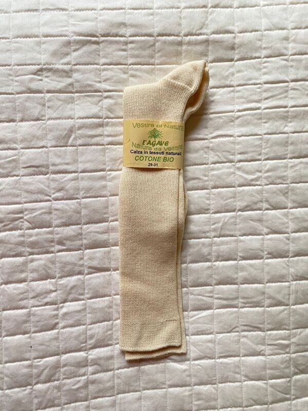 Calza bimbo/a - cotone biologico - colore naturale - lunga (calzettone)