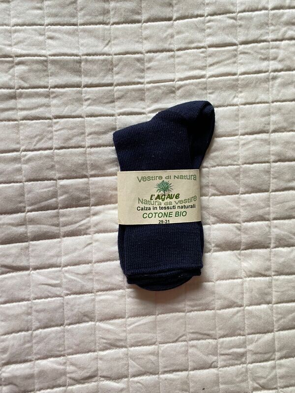 Calza bimbo/a - cotone biologico - colore blu notte - corta (calzino)