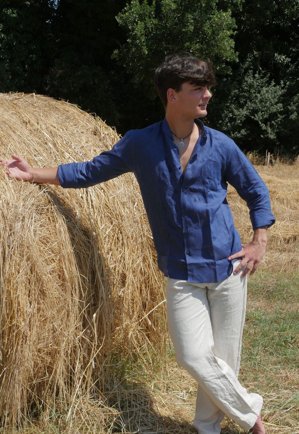 Camicia "Portogallo" blu in lino
