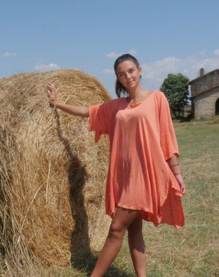Maglietta "Giglio" corallo in canapa