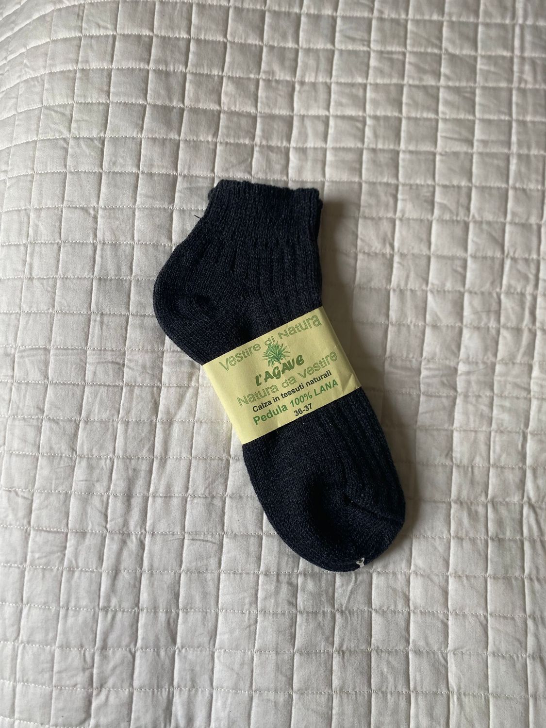Calza adulto - in lana vergine - colore nero - scarpina