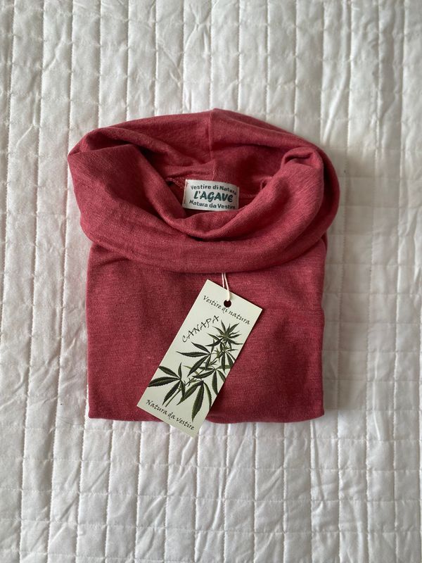 Maglietta " Tulipano " - manica lunga - corallo - 100% canapa