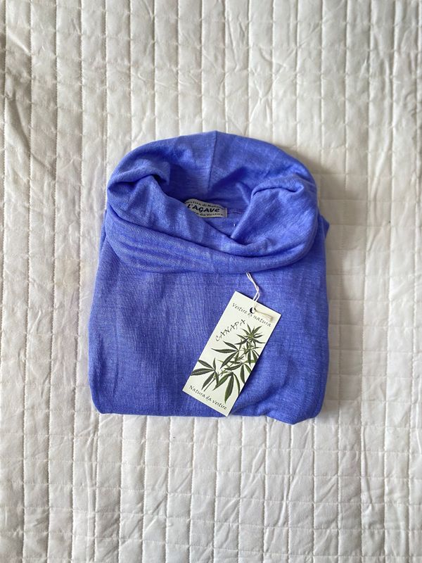 Maglietta " Tulipano " - manica lunga - pervinca - 100% canapa