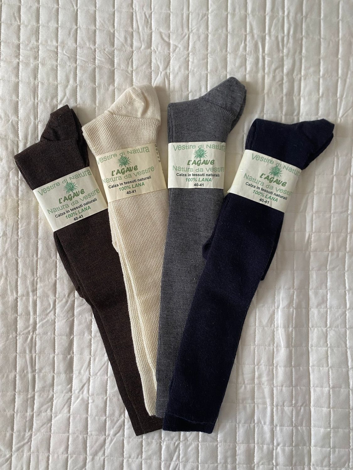 Calza adulto - lana vergine - mix 4 colori - lunga (calzettone)