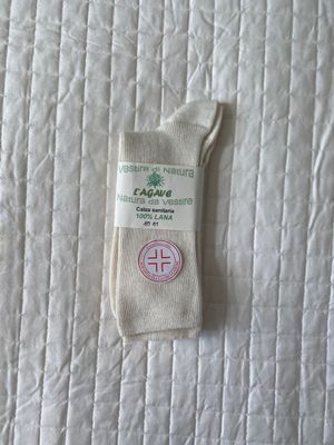 Calza adulto - lana vergine - sanitaria colore naturale - corta (calzino)