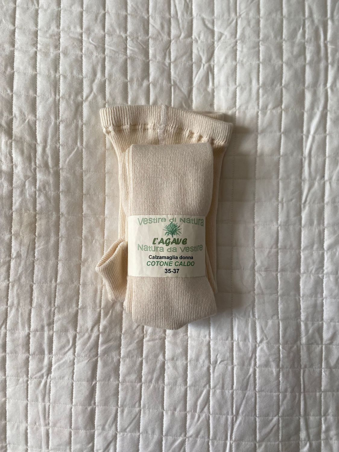 Calzamaglia adulto - cotone biologico - colore bianco - senza piede