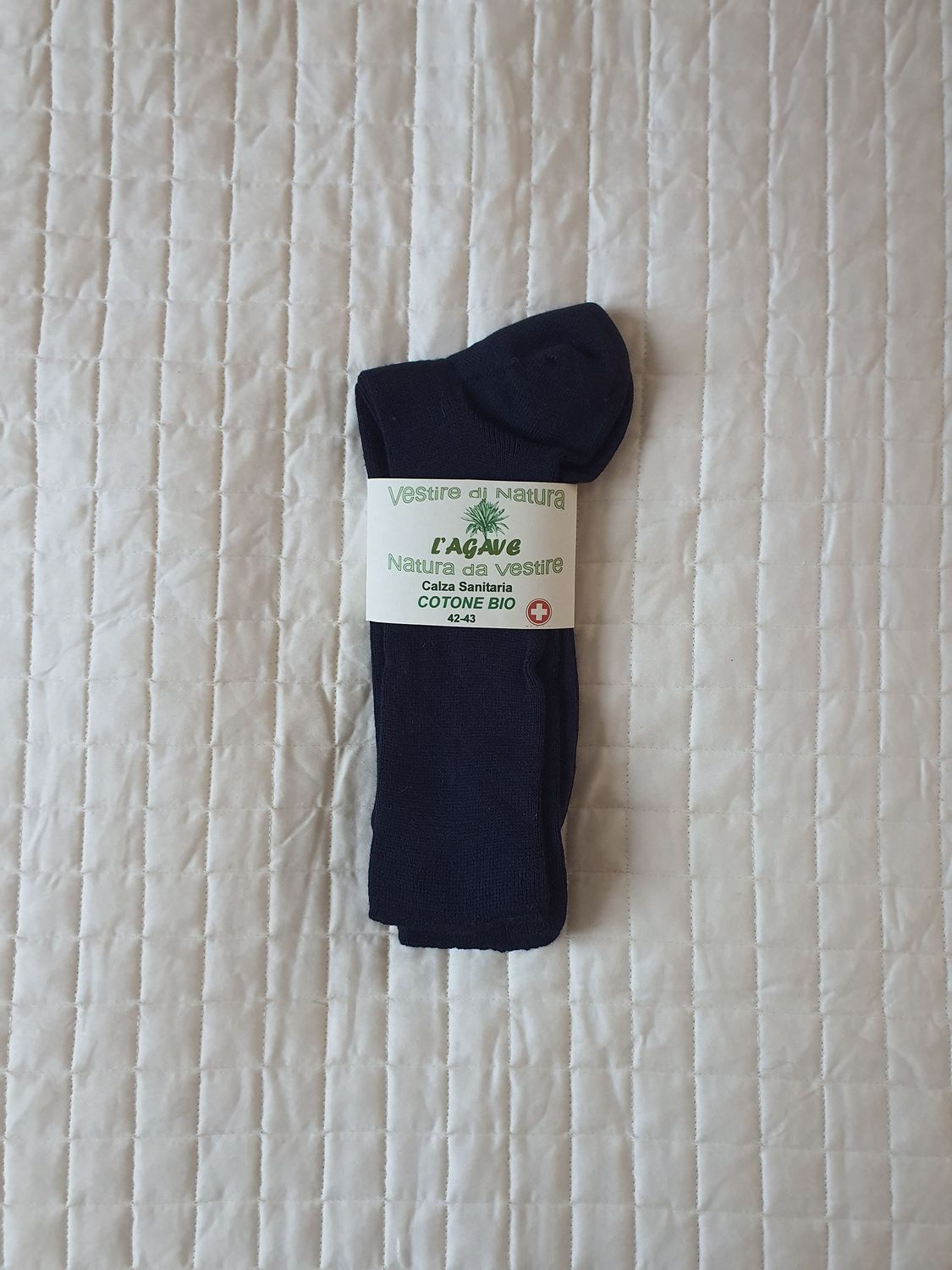 Calza adulto - Cotone biologico - colore blu - corta (calzino) - Sanitaria