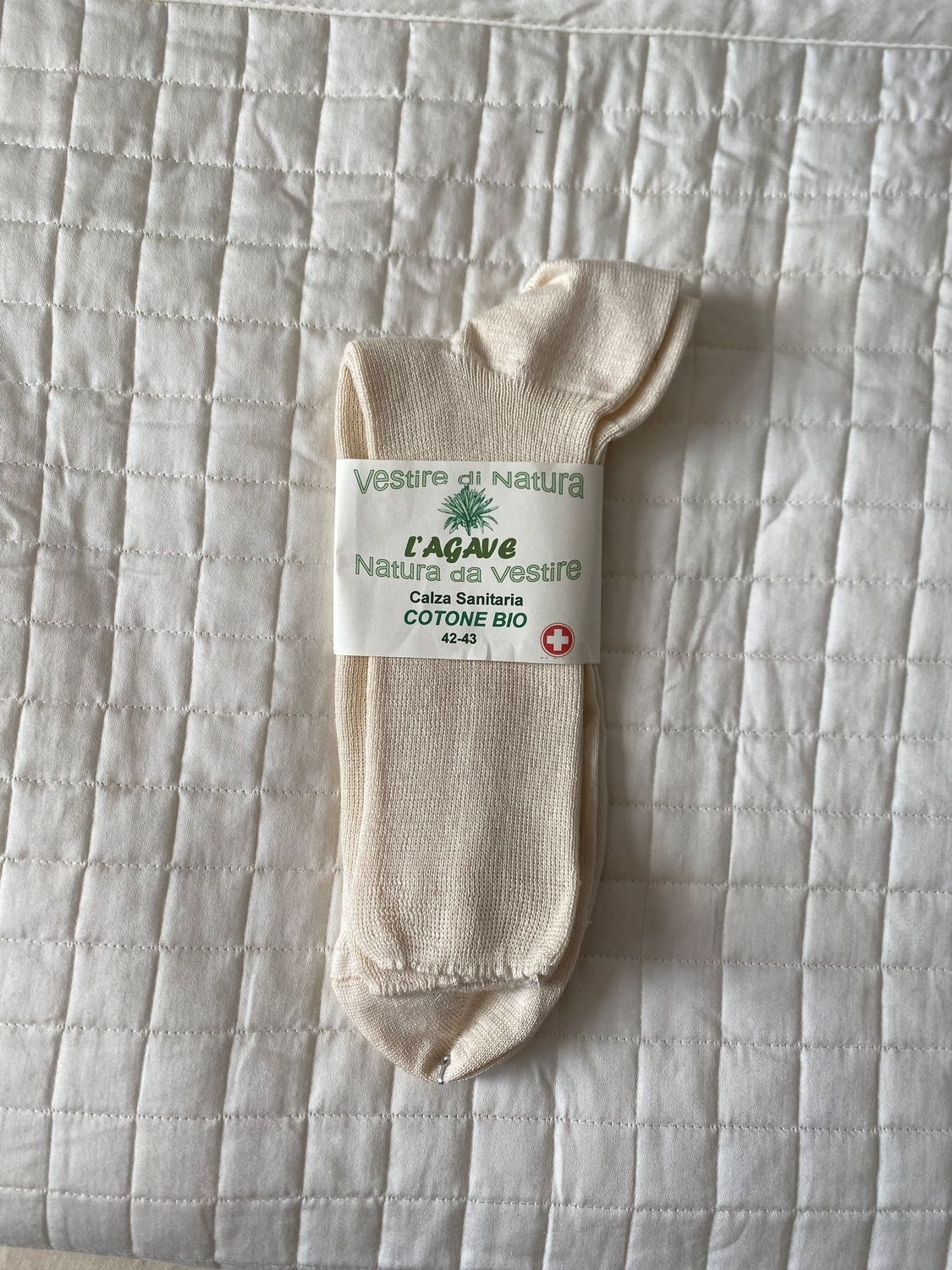 Calza adulto - Cotone biologico - colore naturale - corta (calzino) - Sanitaria