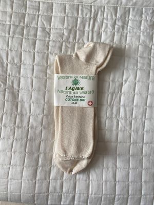 Calza adulto - Cotone biologico - colore naturale - corta (calzino) - Sanitaria