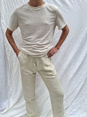 Pantalone uomo - 100% lino - colore sabbia