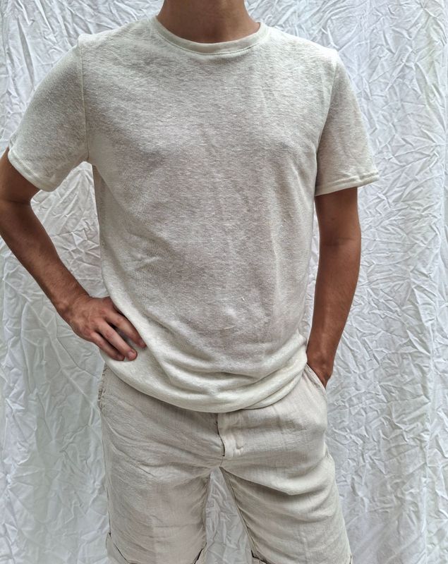 Maglietta "Oslo"  - manica corta - sabbia - canapa