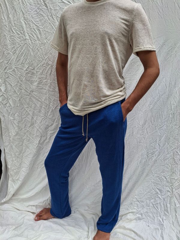 Pantalone tuta - 100% canapa - colore Blu mare