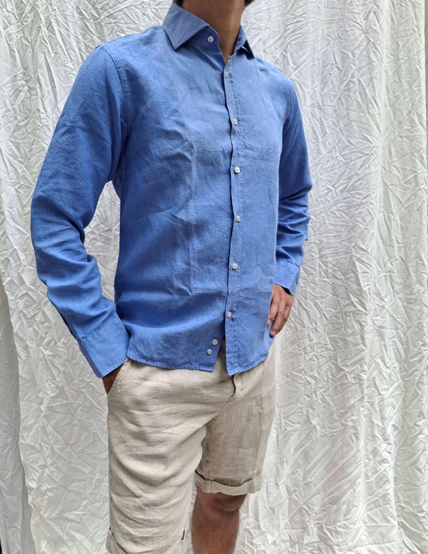 Camicia "Norvegia" - 100% canapa - colore Indaco