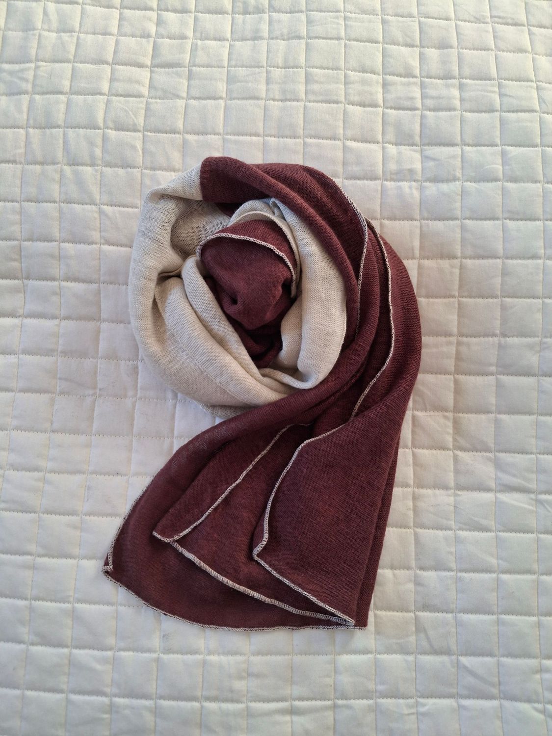 Sciarpa unisex - in canapa - misura media - colore cioccolato/beige - n.111 Sciarpa unisex - in canapa - misura media - colore cioccolato/beige - n.111