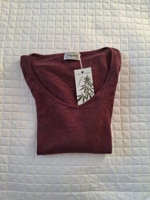 Maglietta "Calla" - manica lunga - colore cioccolato -  100% canapa