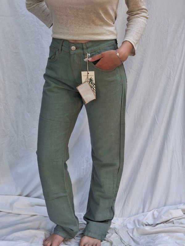 Jeans cinque tasche - modello 501 - canapa - colore verde salvia