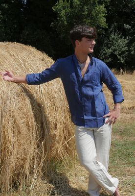 Camicia "Portogallo" - 100% lino - colore blu notte