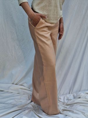 Pantalone a palazzo - in canapa e cotone - colore rosa antico Pantalone a palazzo - in canapa e cotone - colore rosa antico