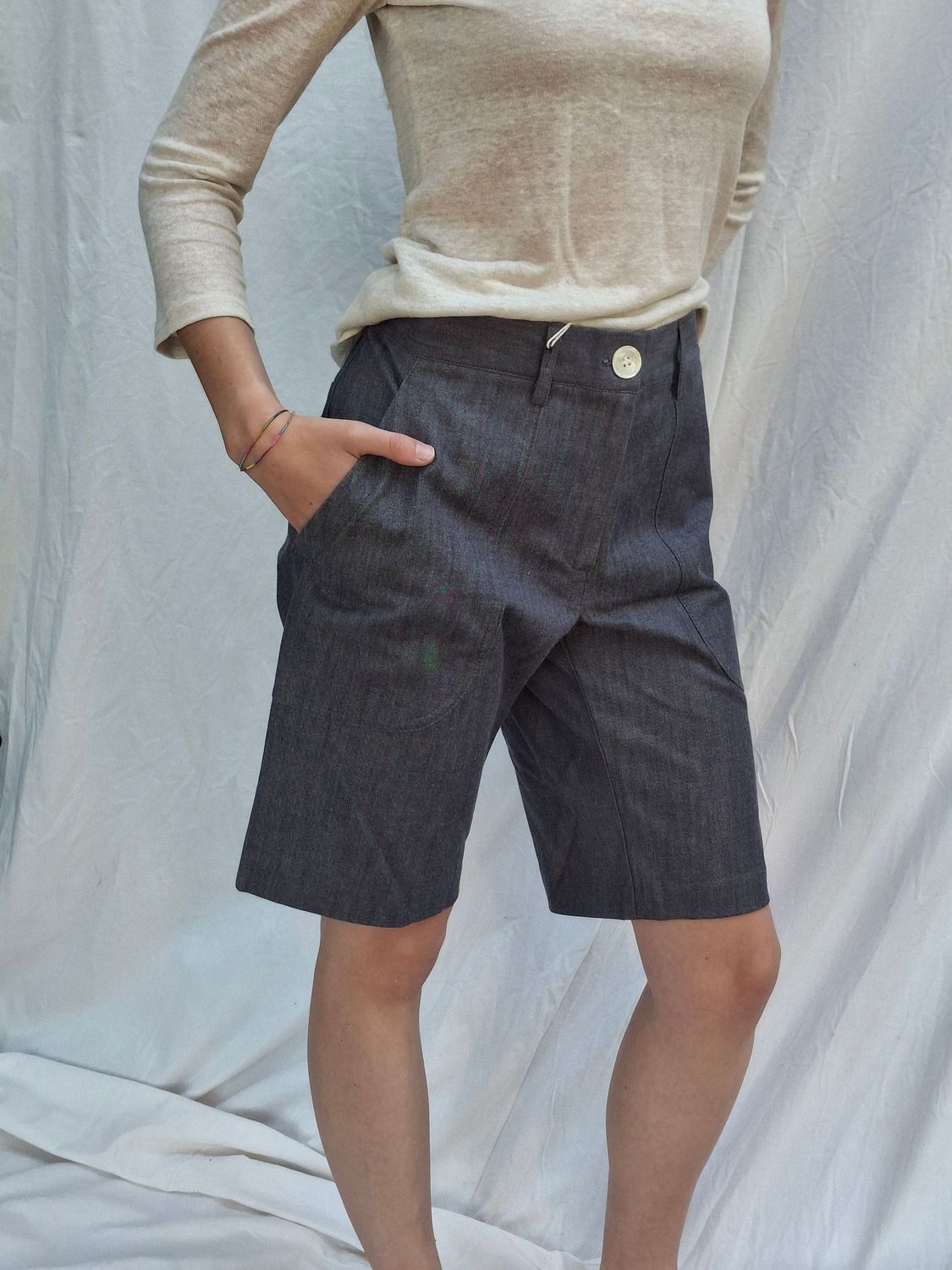 Bermuda donna - 100% cotone bio - colore Jeans Bermuda donna - 100% cotone bio - colore Jeans