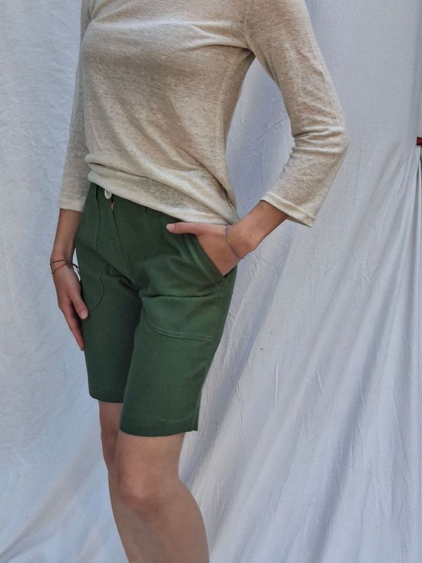 Bermuda donna - 100% cotone biologico - colore verde bosco Bermuda donna - 100% cotone biologico - colore verde bosco