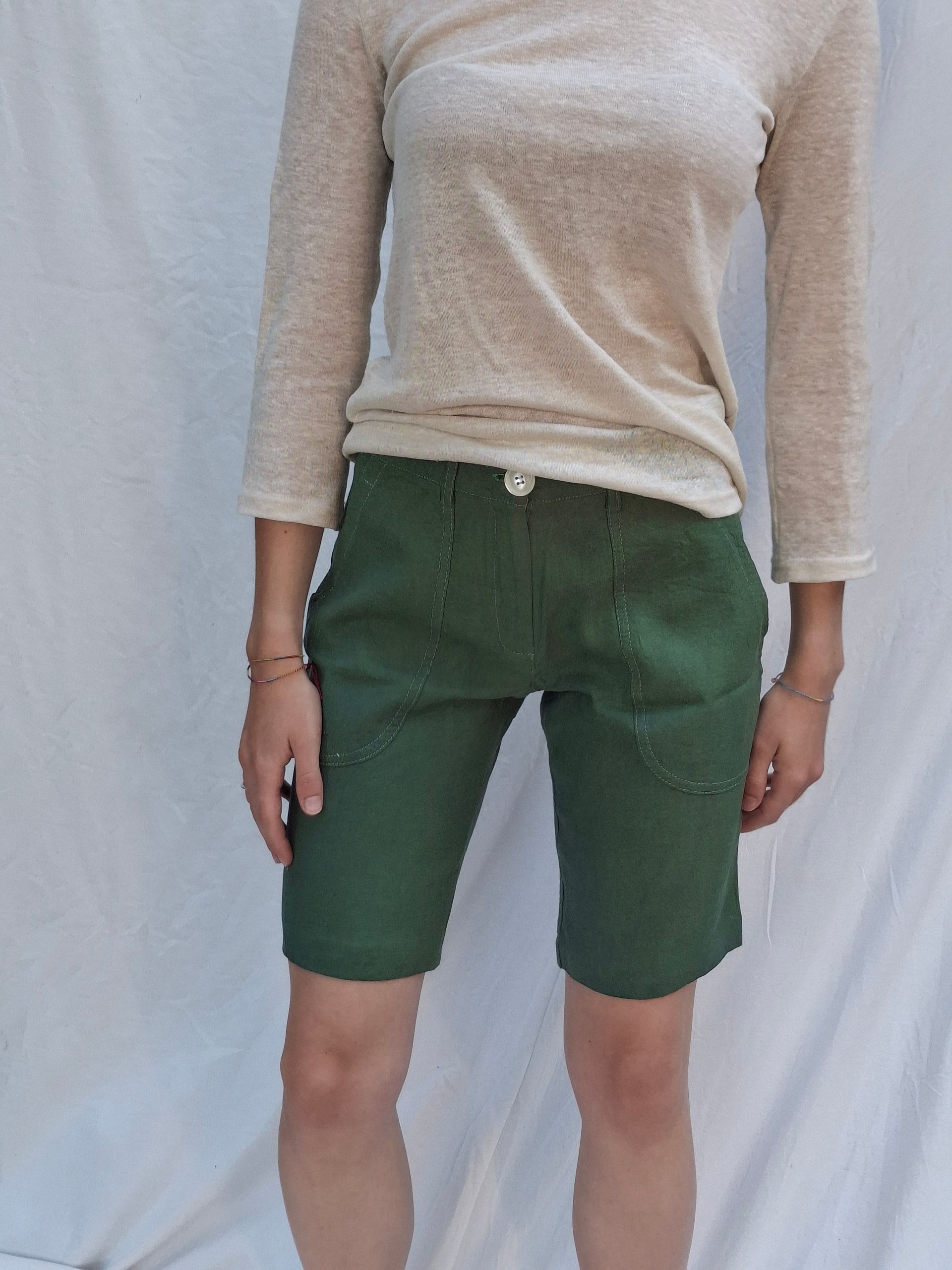 Bermuda donna - 100% cotone biologico - colore verde bosco