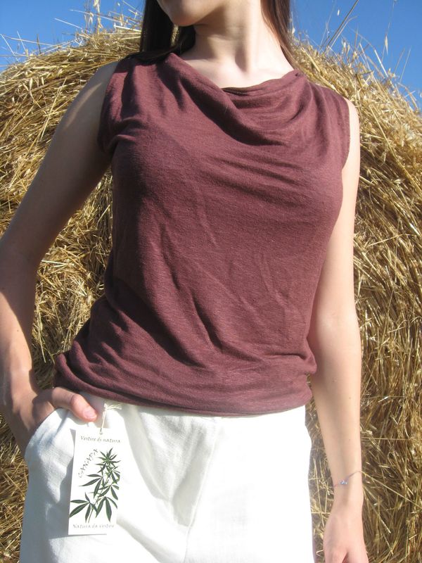 Canotta "Ninfea" - cioccolato - canapa