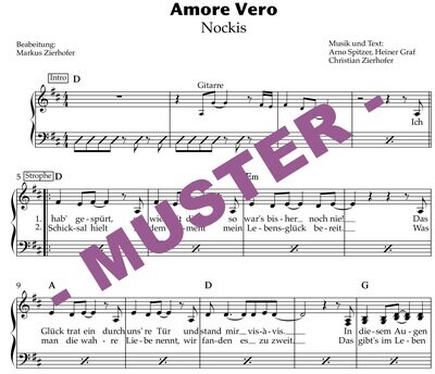 Amore Vero - Klaviernoten