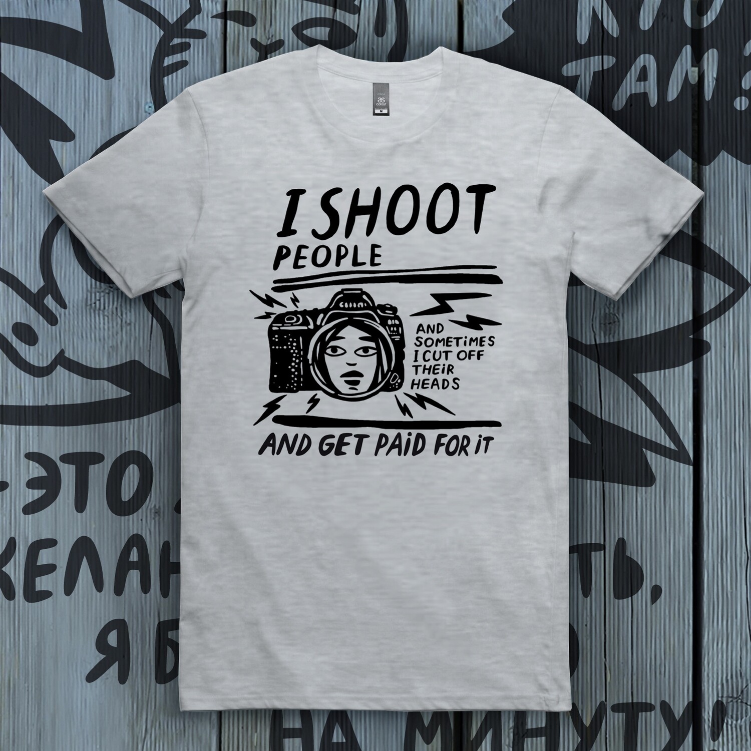 Shirt "I shoot people" (Photographer's shirt) Heather Grey
