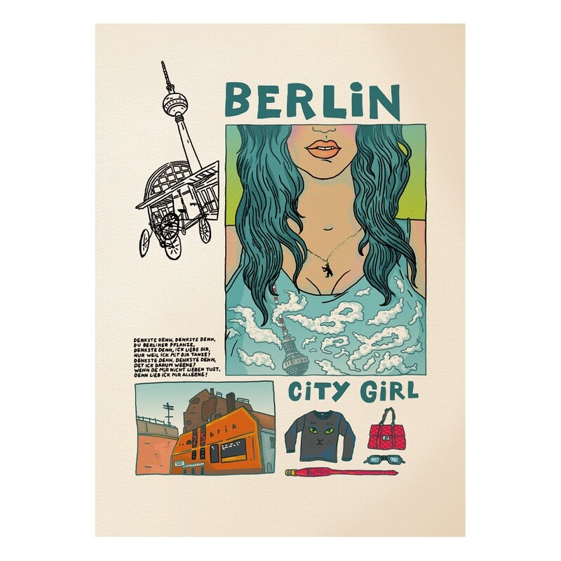 &quot;Berlin  City Girl&quot; Postcard