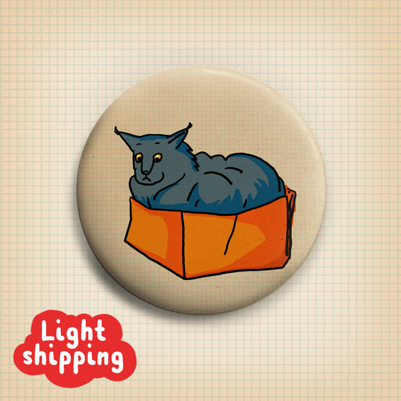 Cat in a Box  Button 50mm