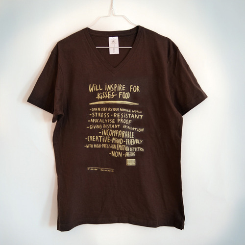 "Will inspire for food" shirt unisex, brown/gold