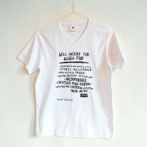 &quot;Will inspire for food&quot; shirt unisex, white, Size: XXL (56) - Russian 52-54