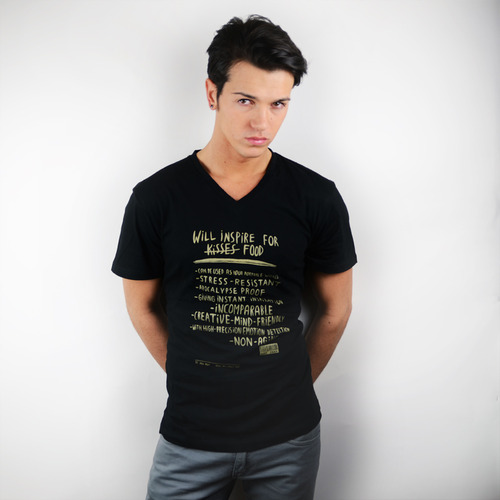 "Will inspire for food" shirt unisex, black/gold