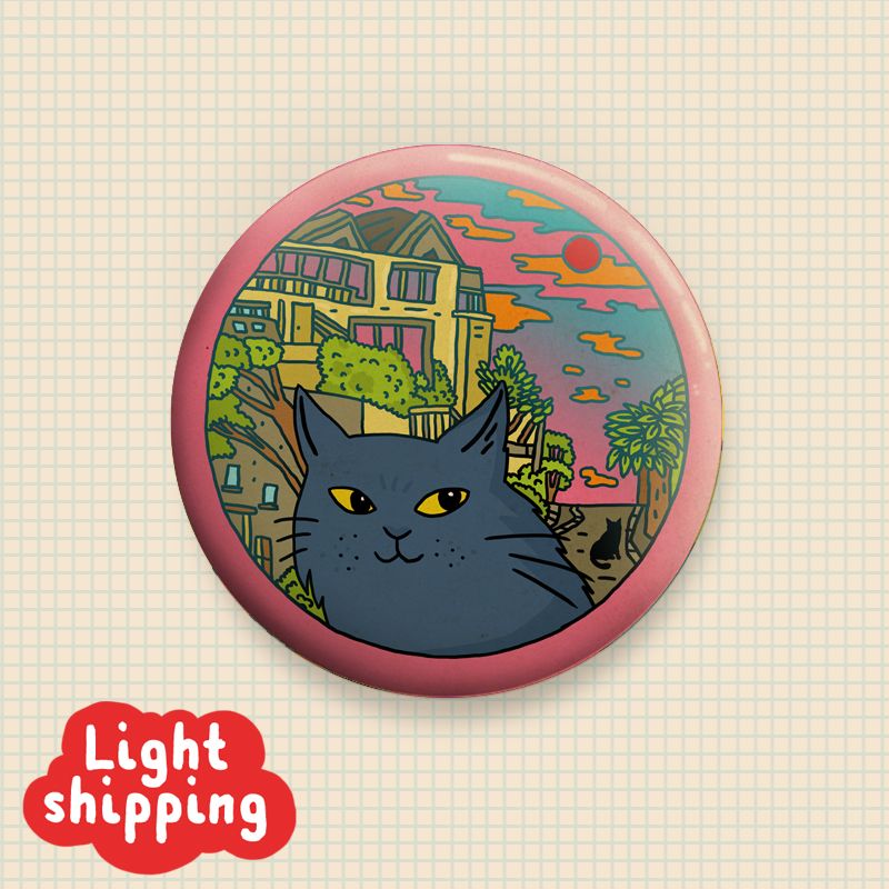 &quot;City Cat&quot;  Button 50mm