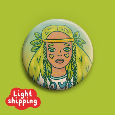 &quot;BLN CTY GRL&quot;  Button 50mm