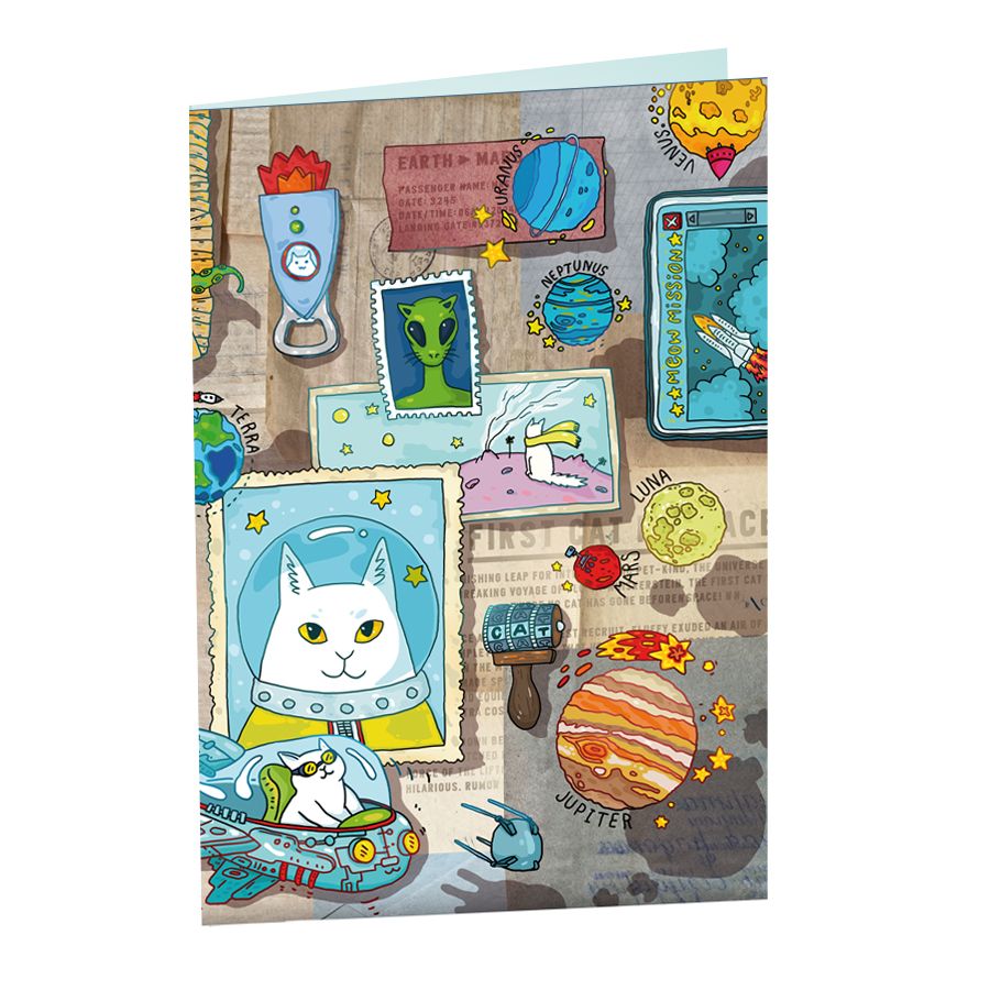 &quot;Cats in Space&quot; Postcard