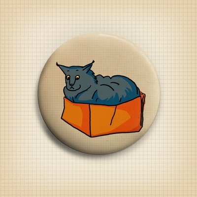 Cat in a Box  Button 50mm