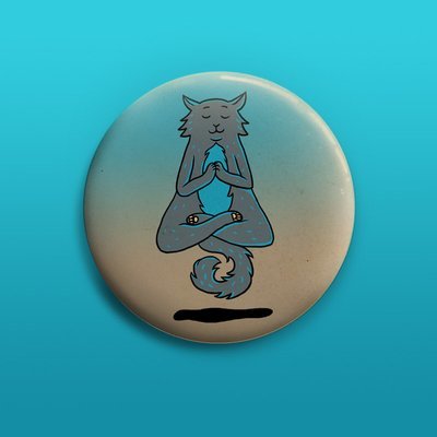 Yoga Cat Button 50mm