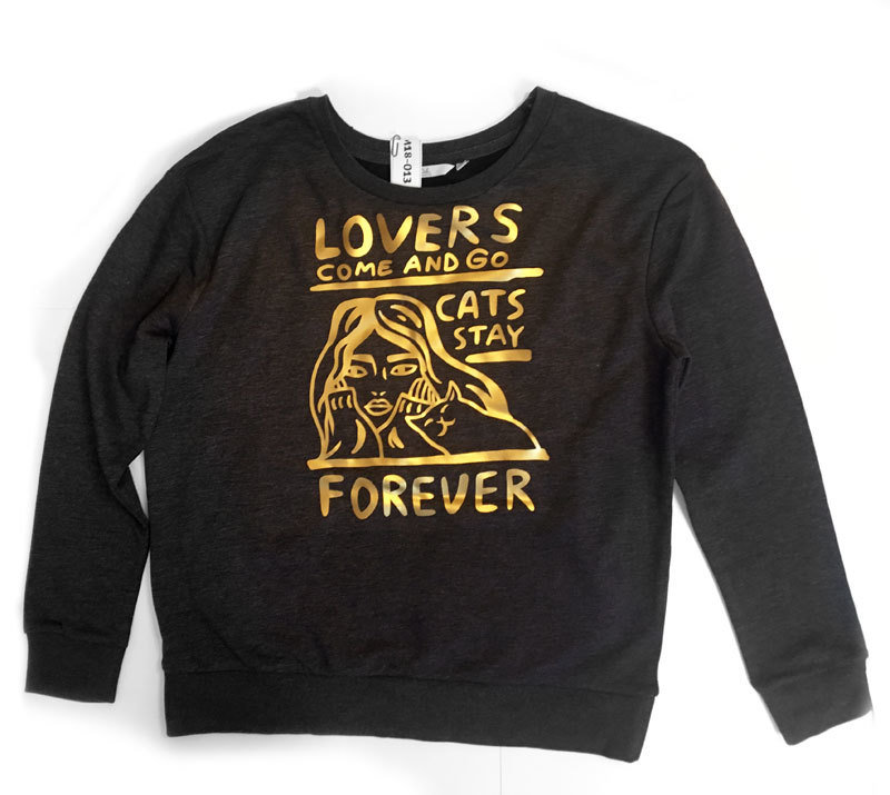 Softshell shirt "Cats stay forever" - matte gold print (S)
