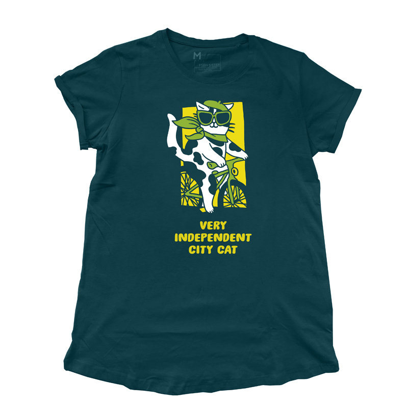 Shirt "City Cat" dark emerald