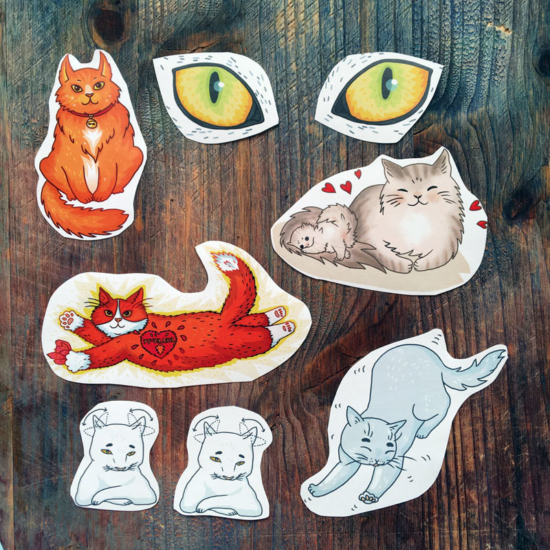 Cat Stickers set of 8