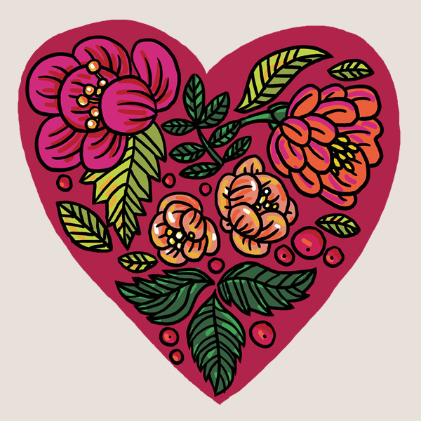 Flowery heart tattoo, set of 4!