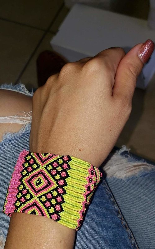 Pulseras Trenzadas Rosa Y Amarillo Brillante