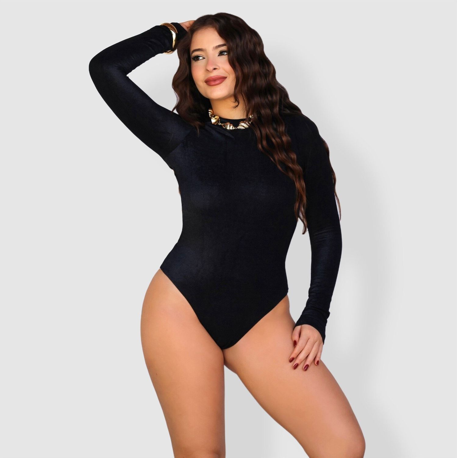Black Long-Sleeve One-Piece