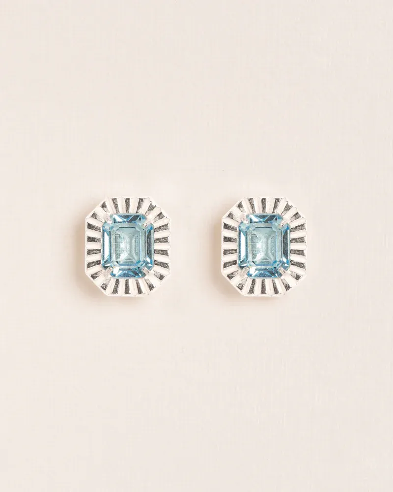 Stud earrings with Aquamarine crystal W&amp;H