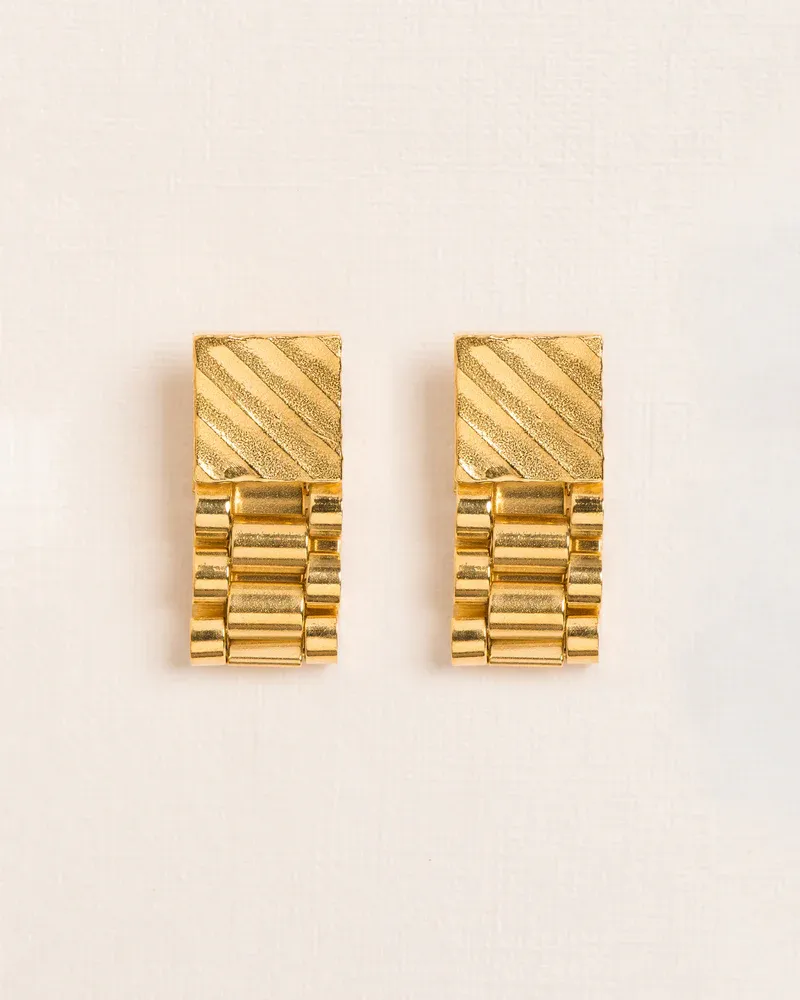 Cufflink and traditional watch chain stud earrings W&amp;H