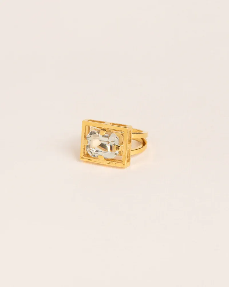 Statement ring with watch frame and green Amethyst crystal W&amp;H