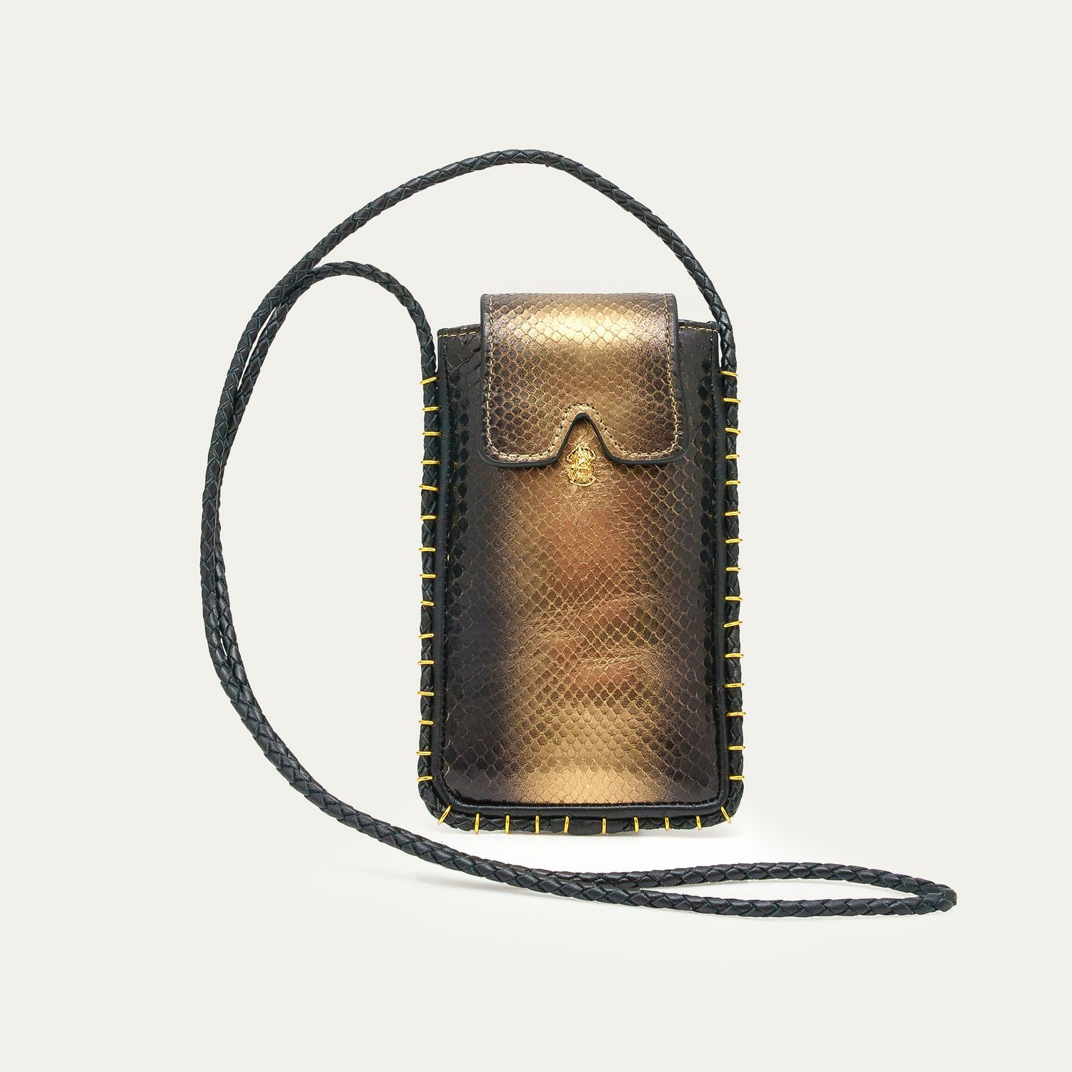ETUI À LUNETTES EMILE Python Or Fumé CLARIS VIROT