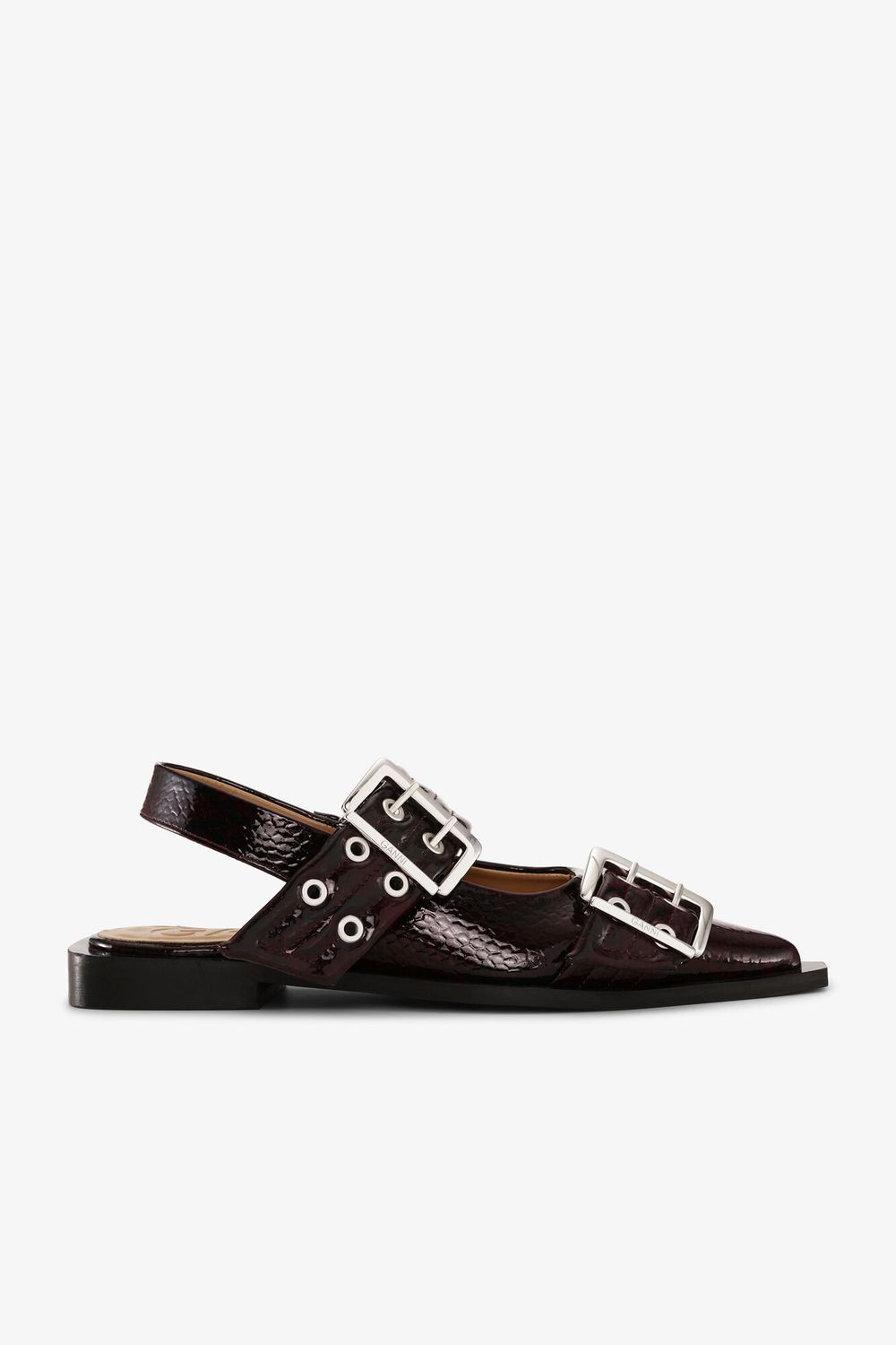 Feminine Buckle Ballerina Snake - burgundy GANNI